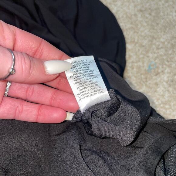 Leith shift sheath dress black spandex slinky wrinkle resistant halter neck SM - Picture 9 of 12